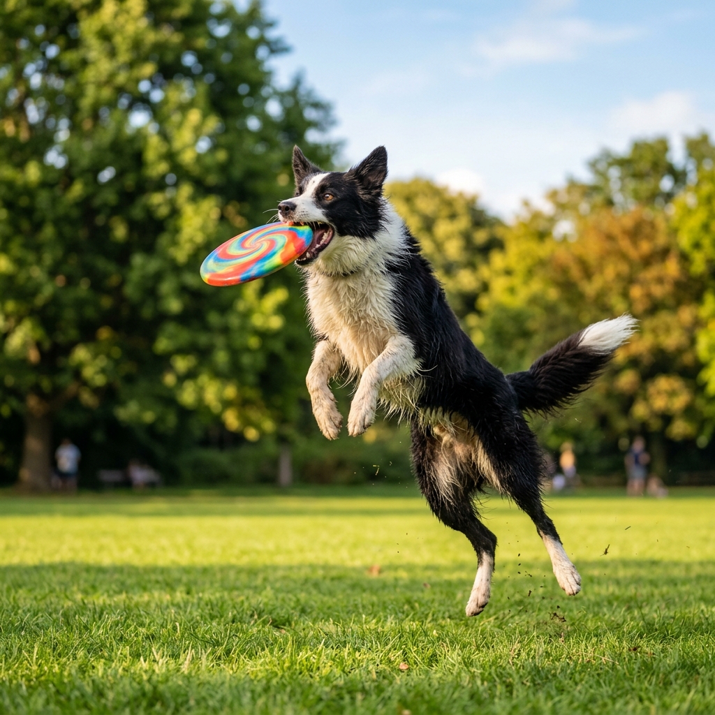 Happy border collie playing outdoors